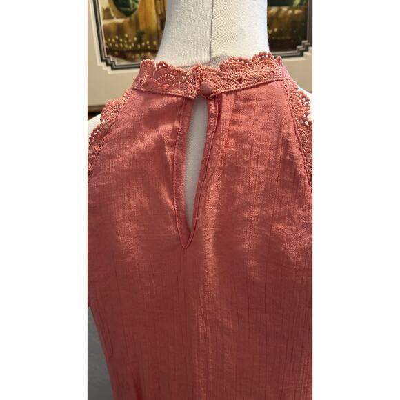 Mine Anthropology Tank Top M Scalloped Crochet Lace Funnel Neck Boho Chic Girly - Picture 6 of 9